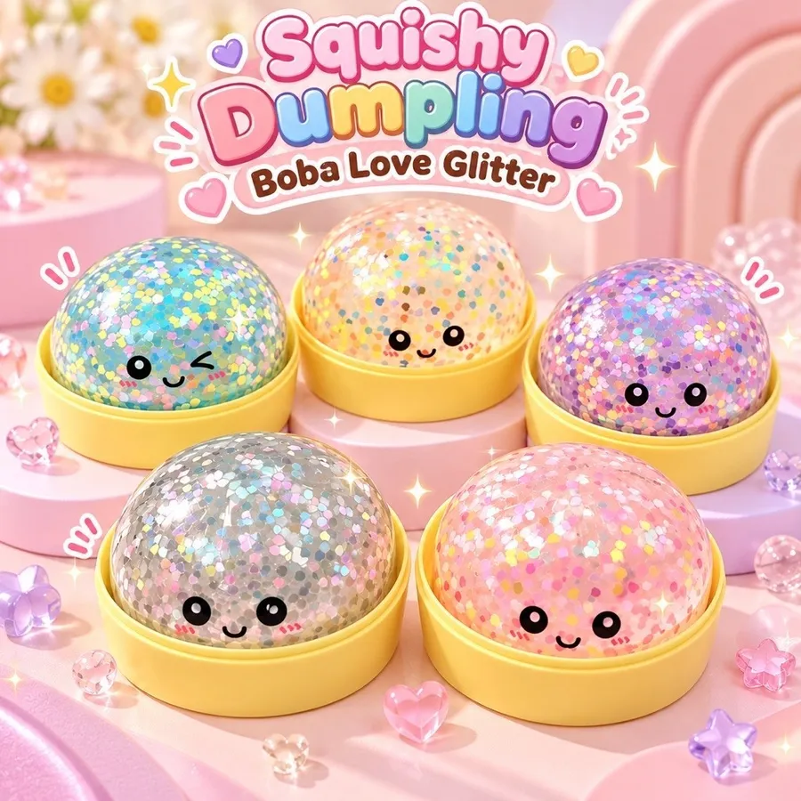 Squishy Dumpling Boba Love Glitter